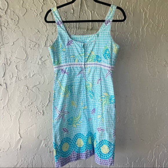 Lilly Pulitzer Dress Mosaic Fish Ocean 6 White Label - Picture 12 of 13